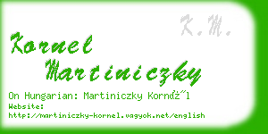 kornel martiniczky business card